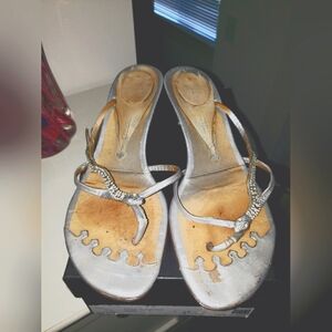 Giuseppe Zanotti silver kitten heels